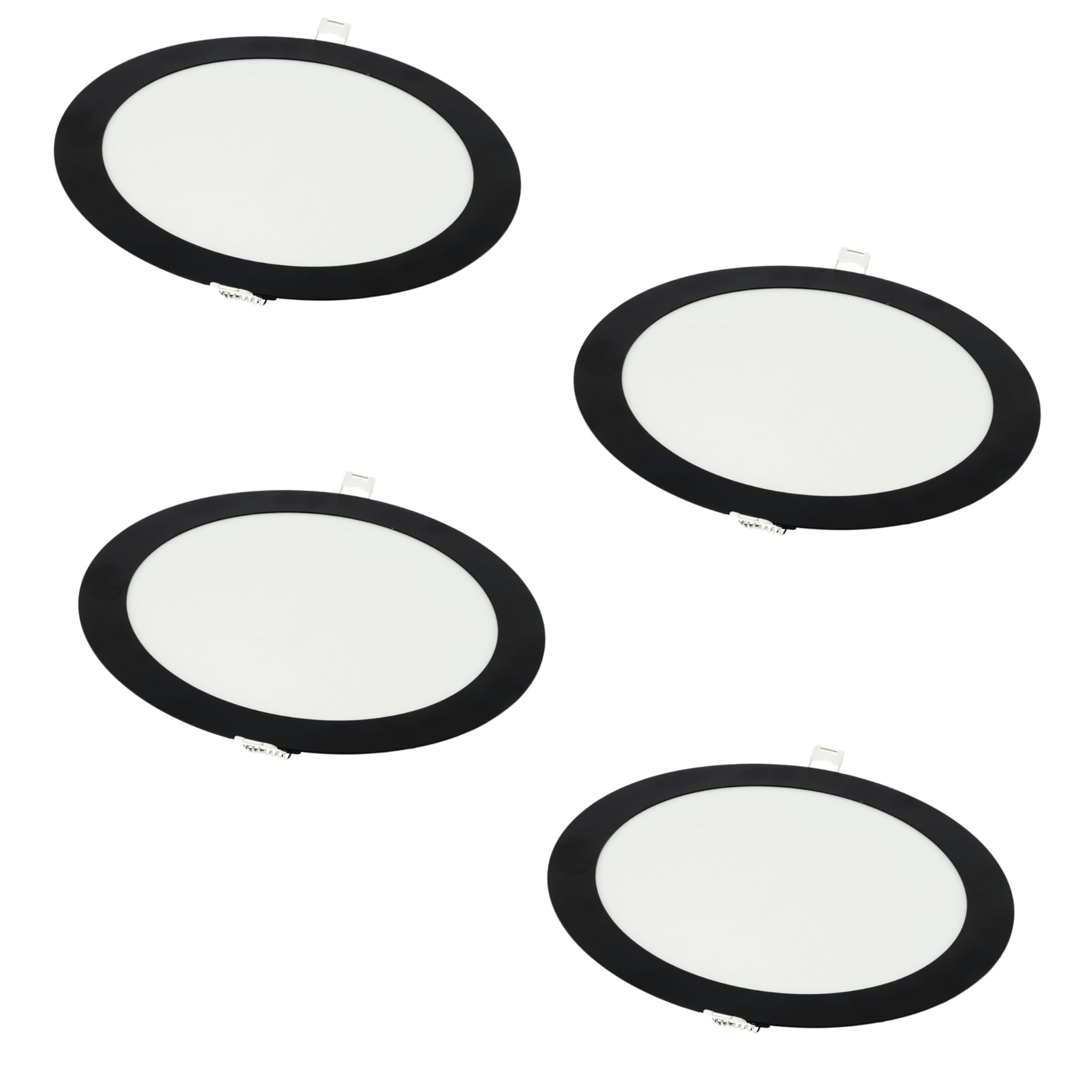 Pakiet x4 Downlight led 18w ciepły biały 3000k okrągła rama wpuszczana czarna