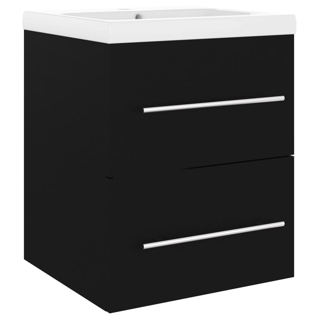 Elégant armoire d'évier - meuble sous vasque - avec lavabo intégré noir