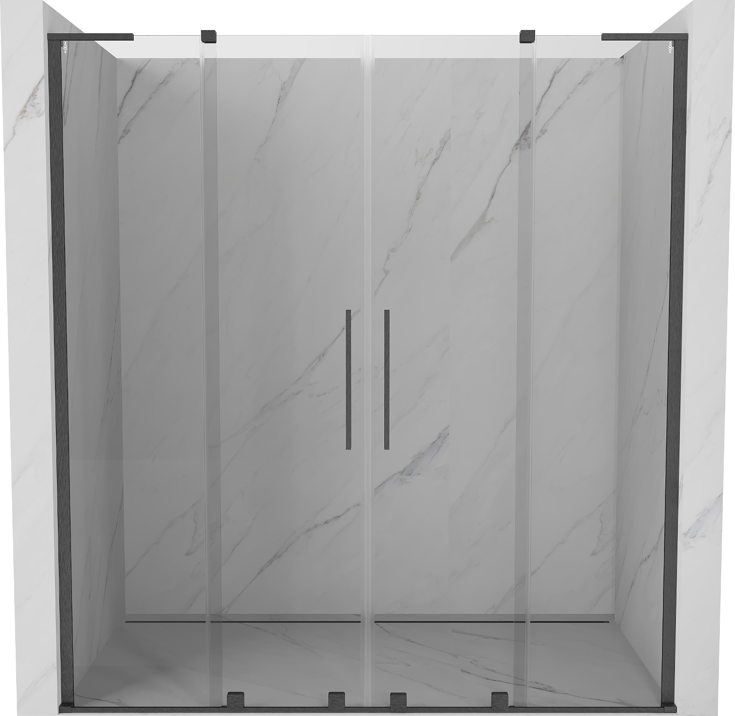 Mexen Velar L Duo drzwi prysznicowe rozsuwane 200 cm, transparent, gun gray szczotkowany - 871-200-003-02-66