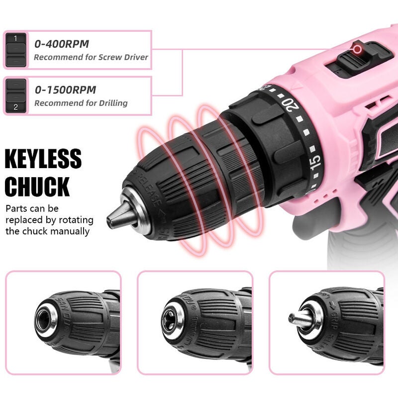 Perceuse à percussion rechargeable batterie au lithium 12v perceuse torche tournevis électrique - 2