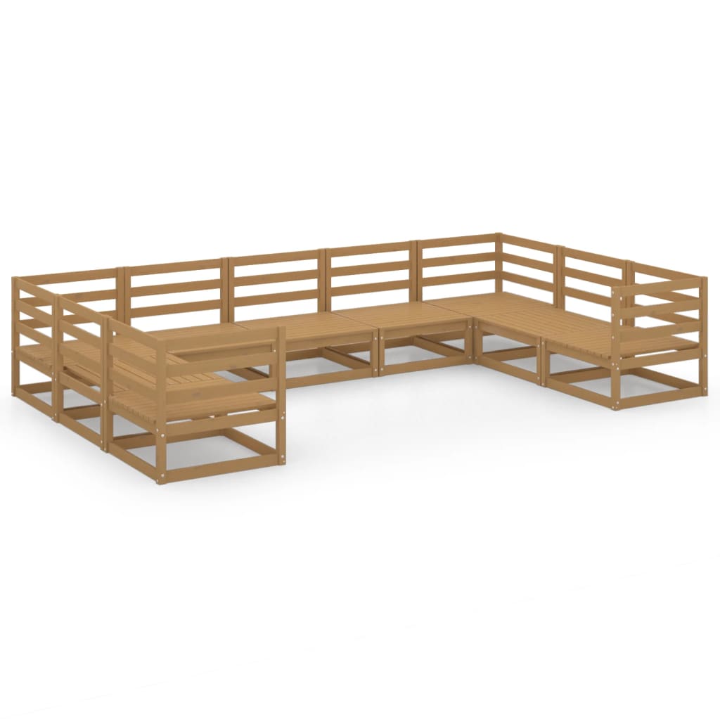 Salon bas de jardin en Bois Marron 8 personnes - 8