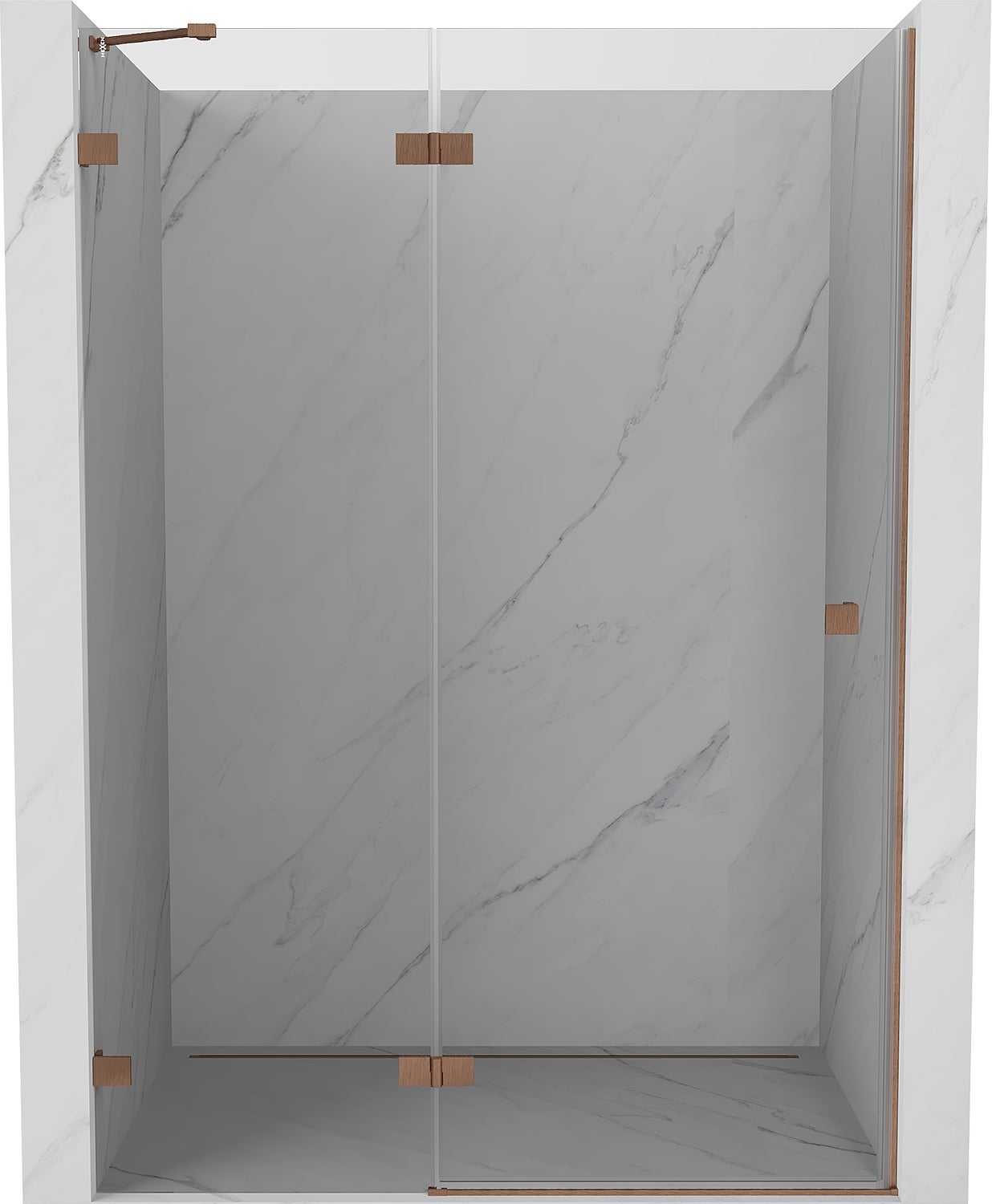 Mexen Lunar drzwi prysznicowe uchylne lewe 130 cm, transparent, miedź szczotkowana - 834-130-000-65-00-L