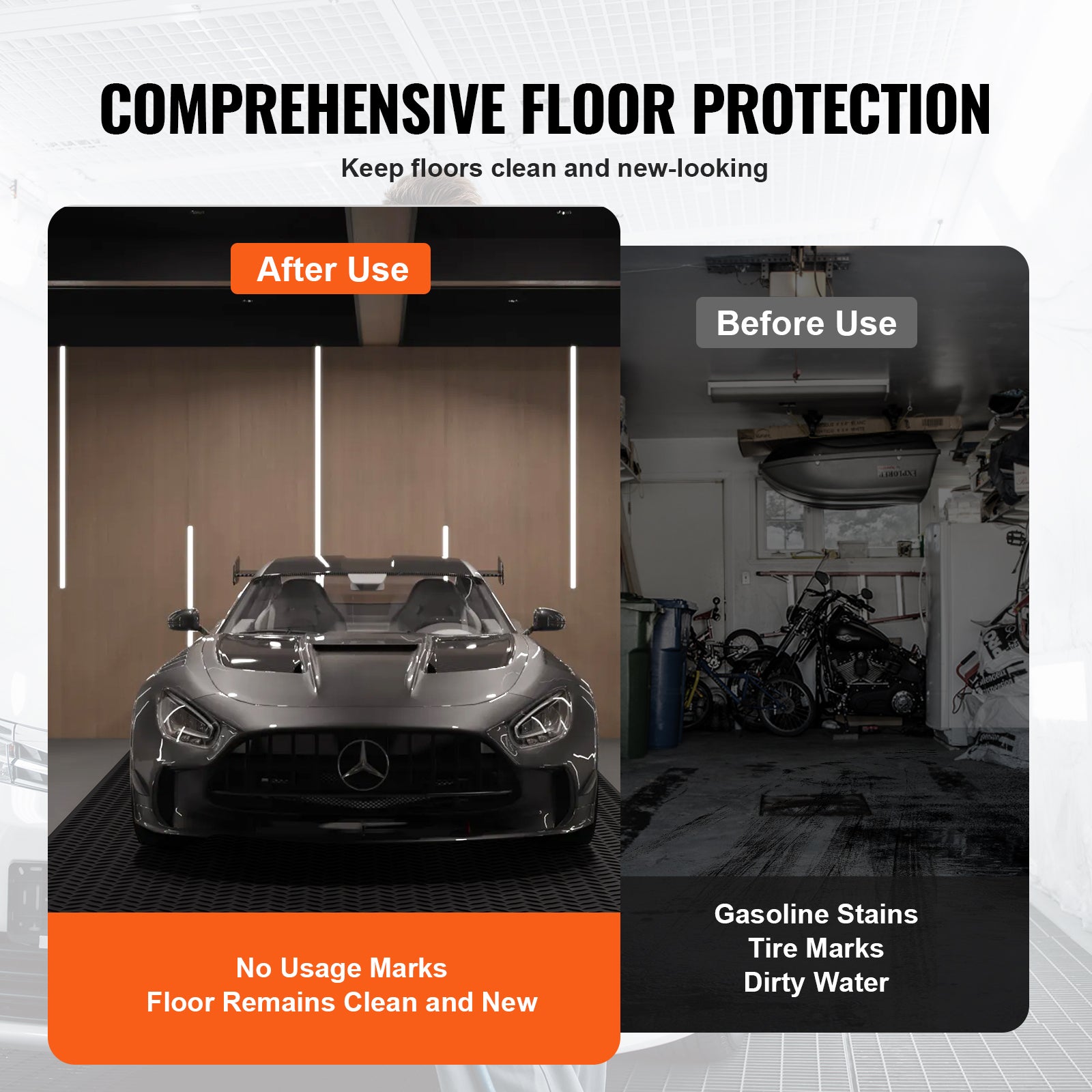Tapis de Sol de Garage VEVOR 1236x1848 mm Rouleau Revêtement Sol en Caoutchouc SBR Motif 3D Épaisseur 3 mm Étanche Facile à Nettoyer pour Protection - 6