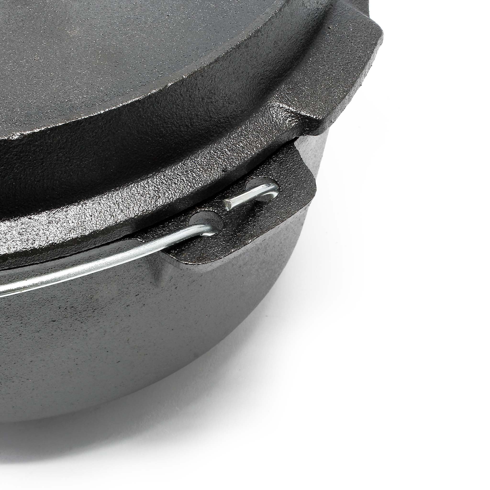 Dutch Oven Marmite 9L en Fonte Dessous-plat Lève-couvercle Pied de support Fait-tout Pot Cocotte Feu de camp Camping Barbecue Grillade… Wiltec - 4