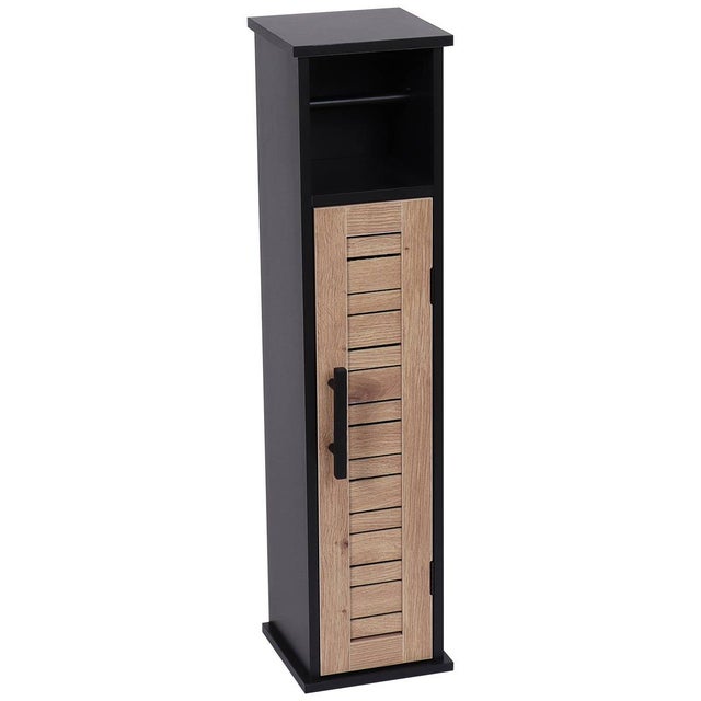 Meuble réserve et dérouleur de papier WC 1 porte et 1 étagère intérieure décor Bergen - Tendance