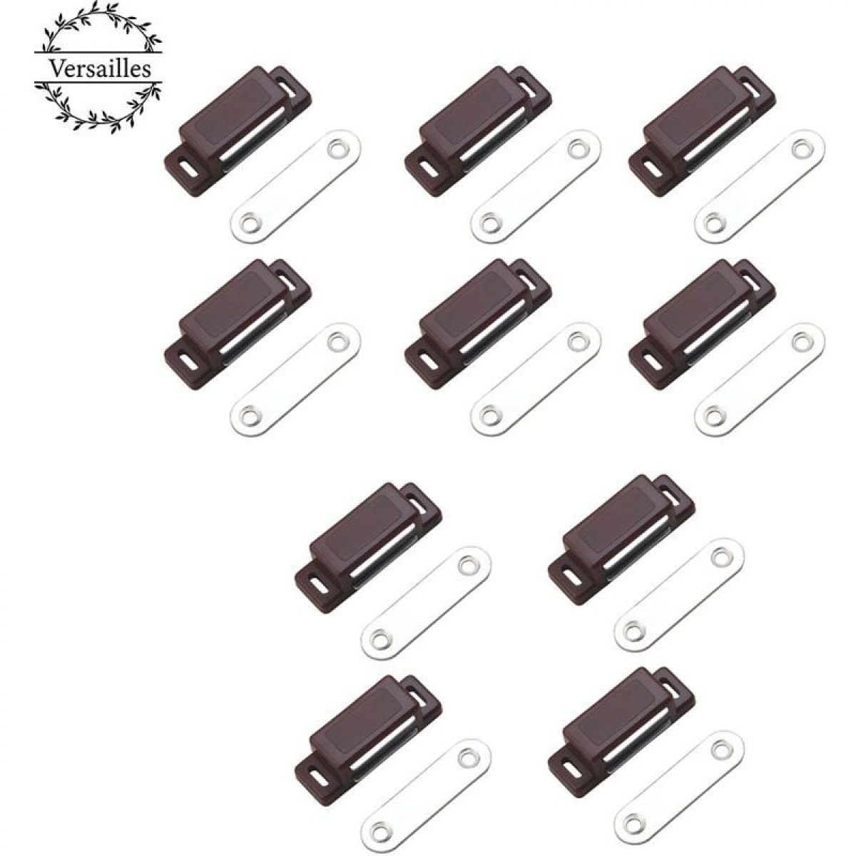 Închizătoare magnetică puternică – Forță de fixare de 4 kg – Pachet de 10 – Maro – Magnet pentru ușă – Închizătoare magnetică – Magnet pentru dulap