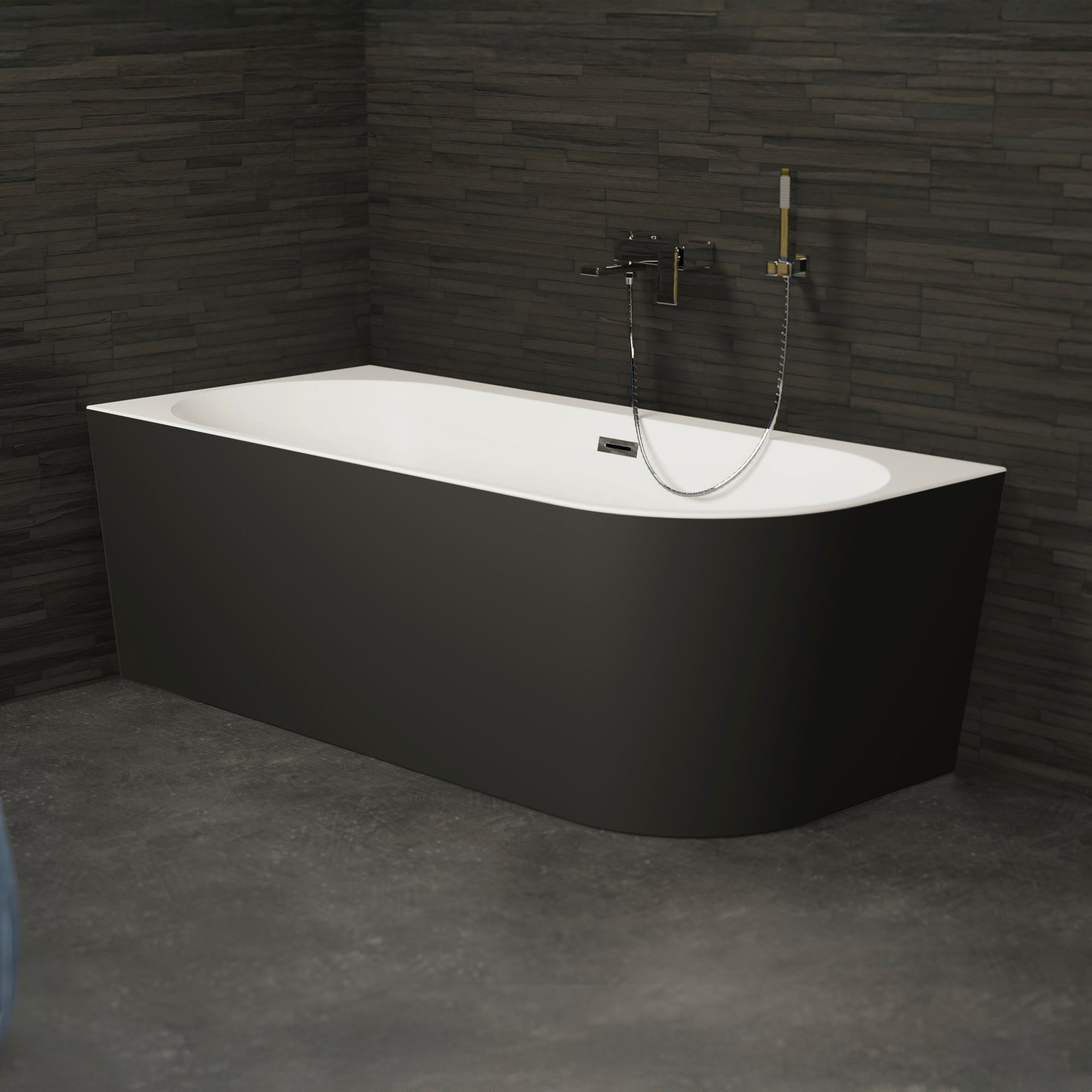 Baignoire Ilot Capri 170 gauche noire 170 x76 x58 cm, by SPALINA - 4