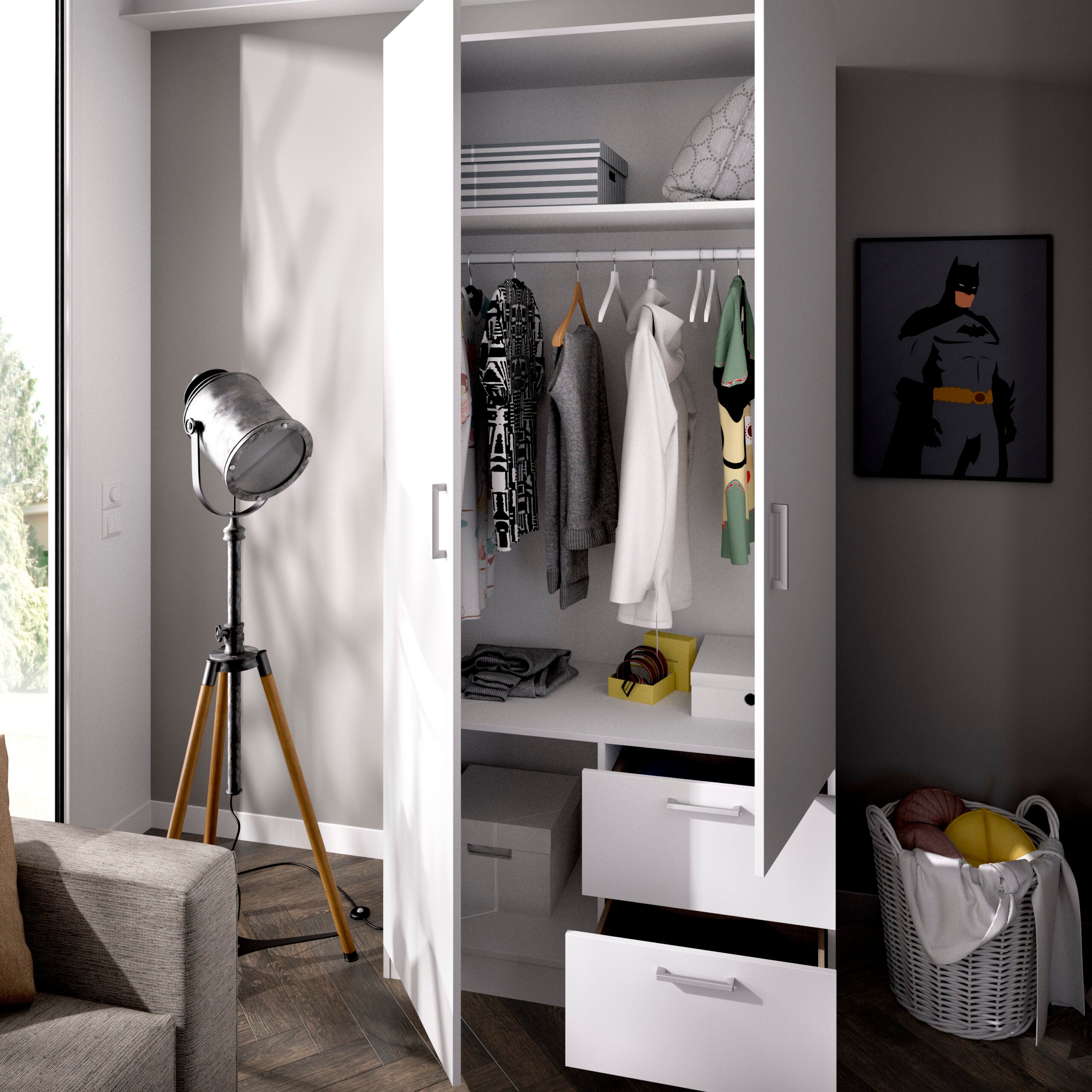 MAXI Armario 2 puertas 2 cajones blanco - 4