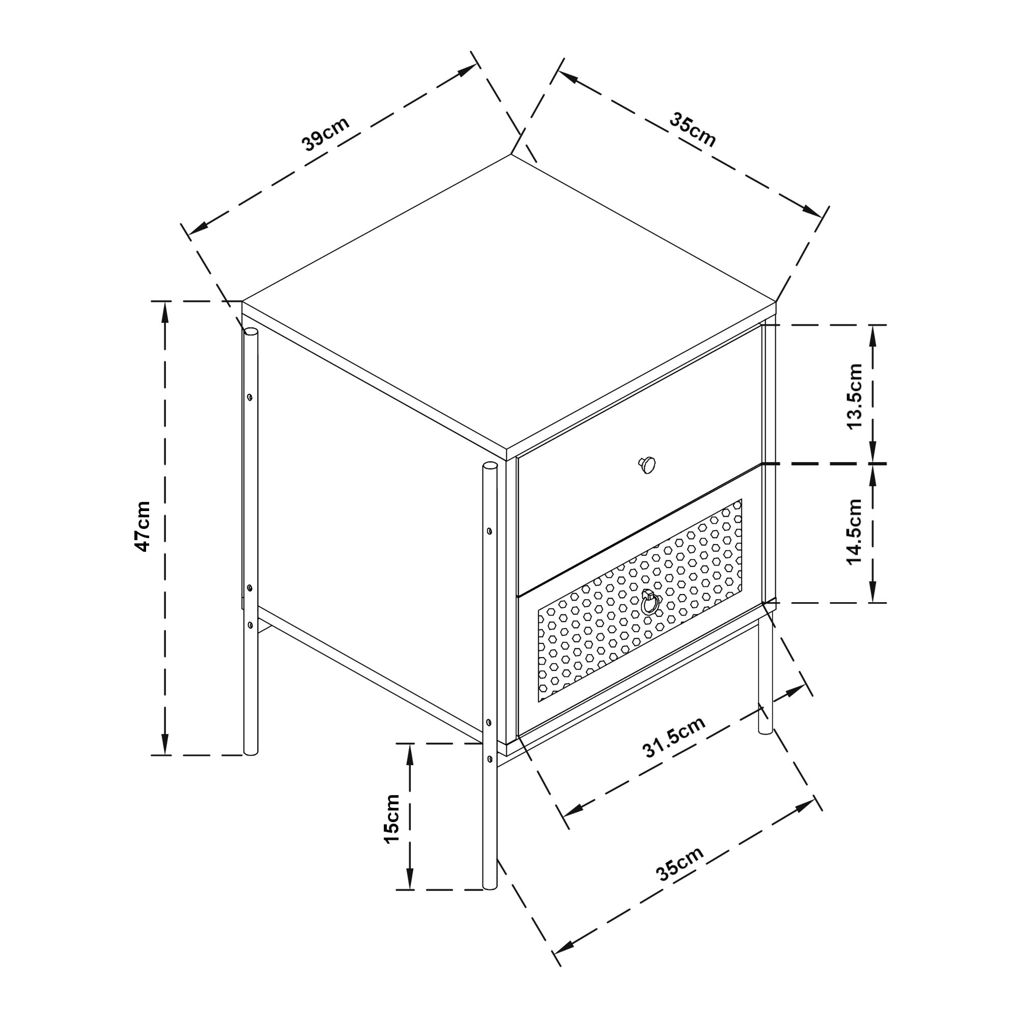 Mesilla de noche Tysnes con cajón 39x35x47 cm - Negro/Efecto Roble [en.casa] - 4