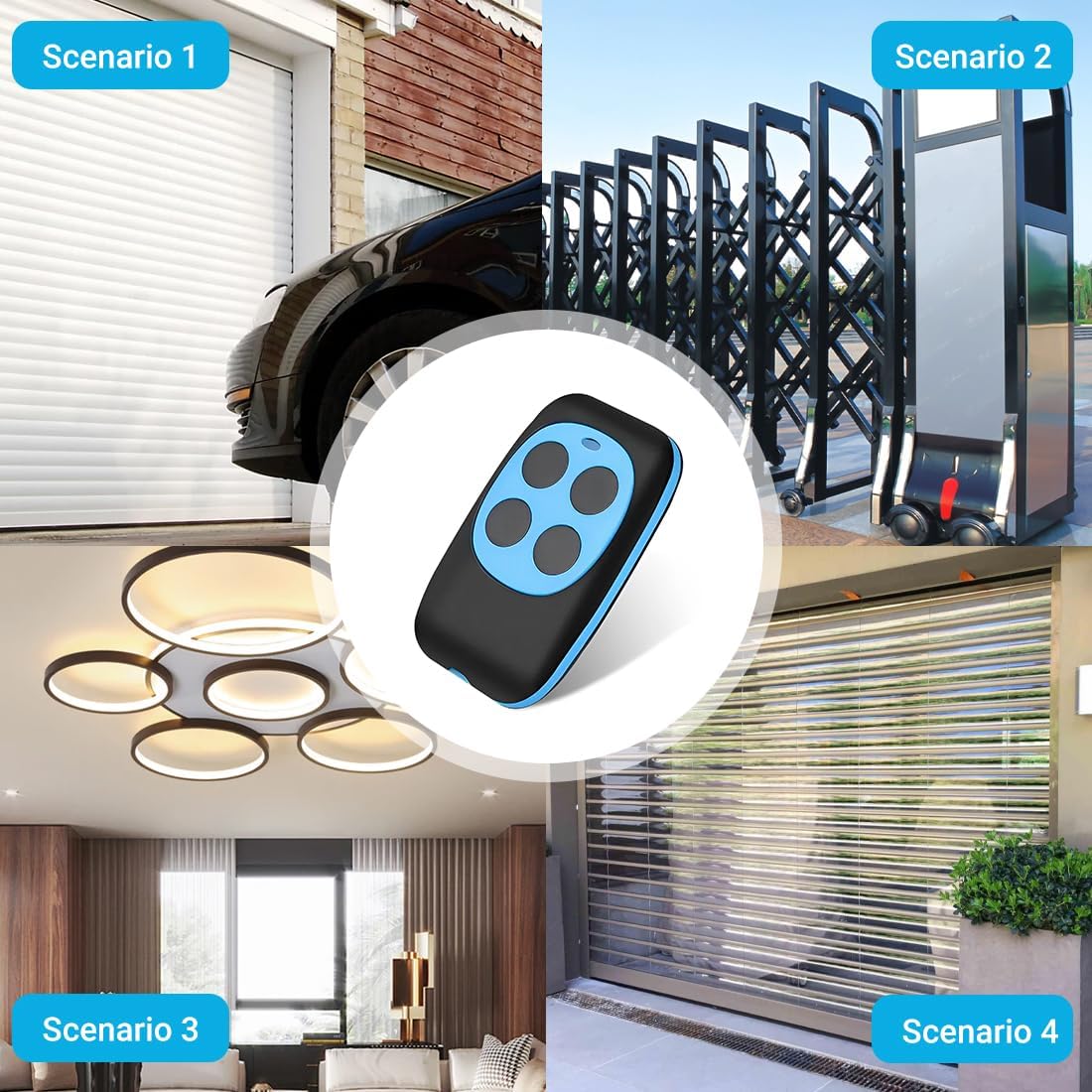 Telecommande Universelle Portail télécommande garage Code Fixe Bip Portail Universelle Sans Fil Compatible 4 Boutons Touches Copieuse pour Porte - 4
