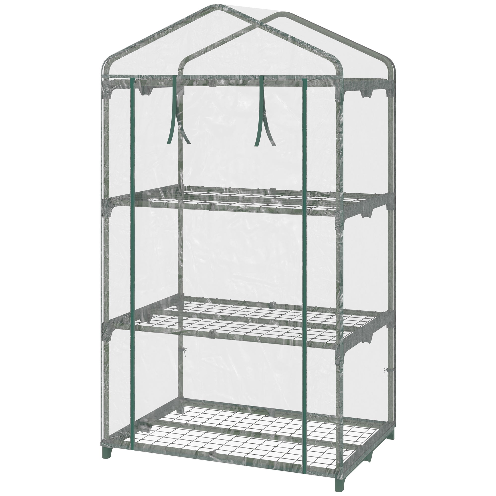 Serre de jardin avec étagères 3 niveaux, serre de balcon, bâche renforcée PVC,pour légumes plantes fleurs, 69 x 49 x 125 cm, transparent - 2