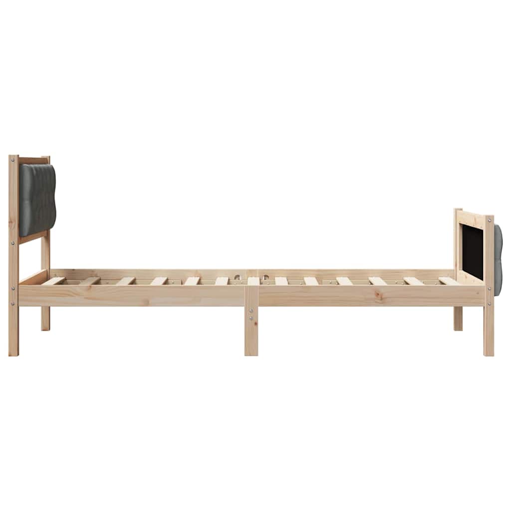 Cadre de lit en pin massif gris foncé, 75 × 190 cm - 6