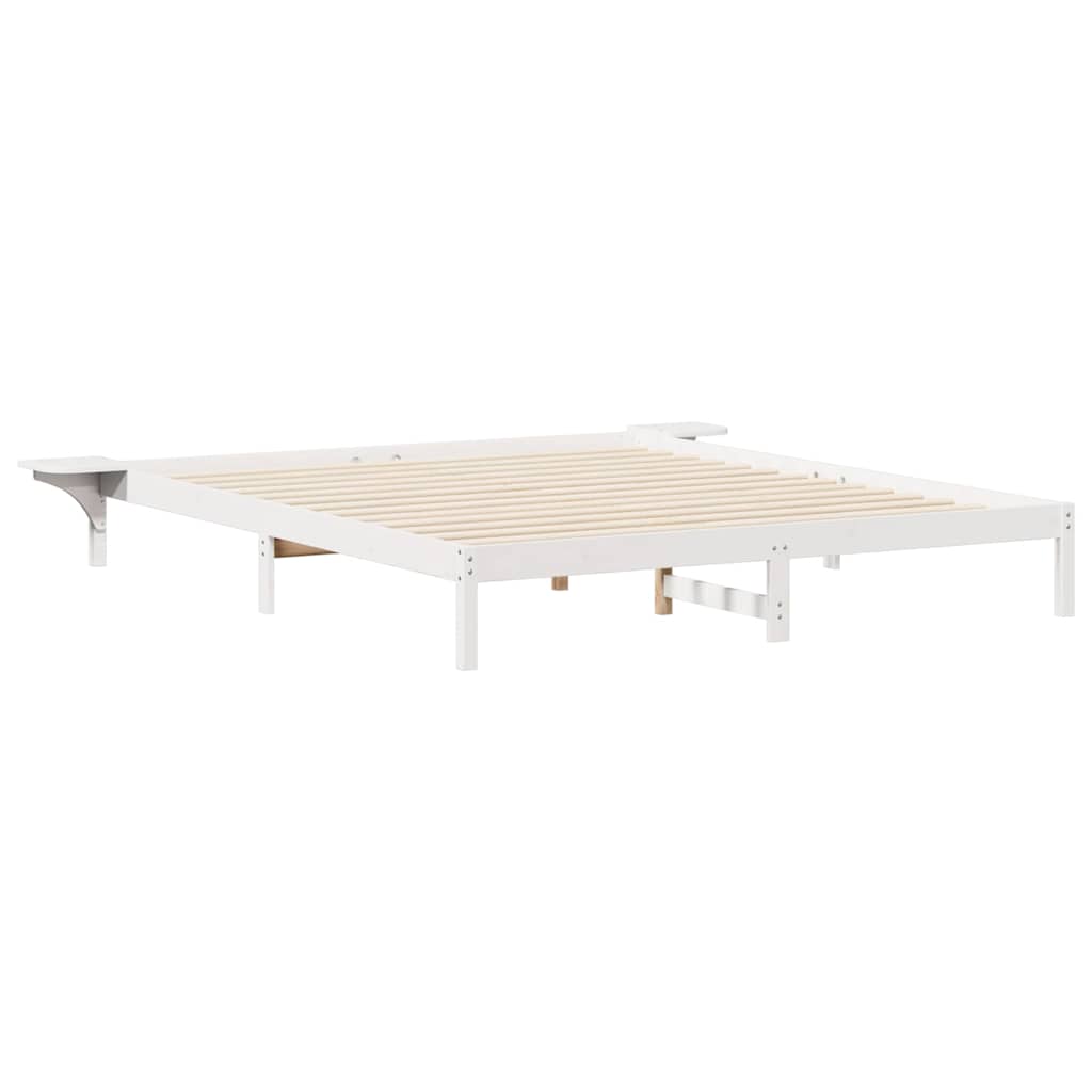 Cadre de lit avec tables de chevet, blanc, pour la chambre, 180 × 210 cm - 2
