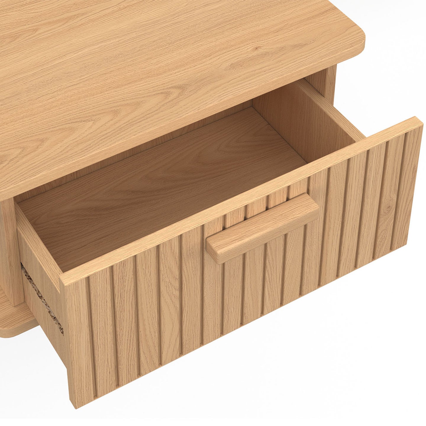 Lot de 2 tables de chevet murales JULIETTE 1 tiroir étagère suspendue lattes tasseau bois - 5