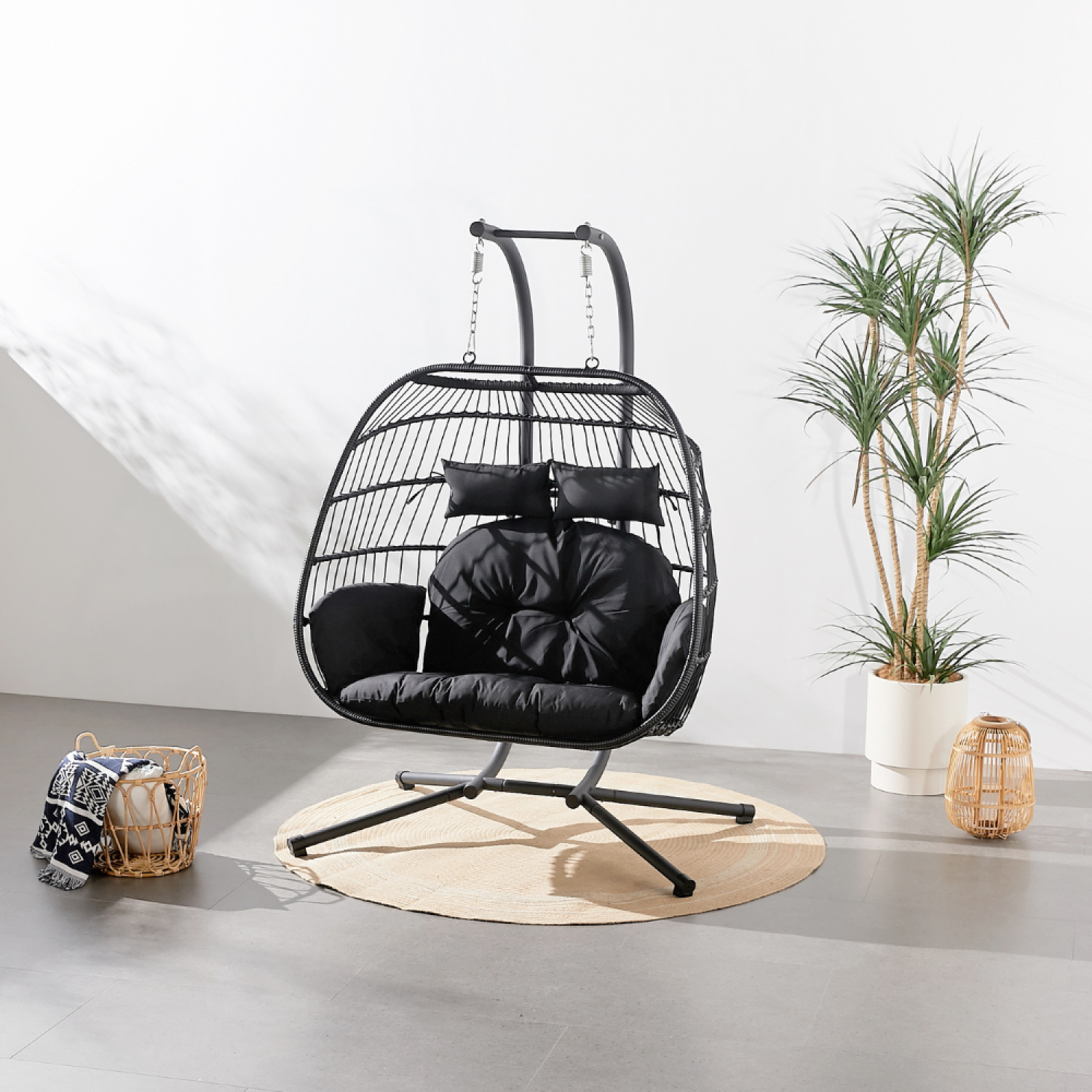 Fauteuil suspendu 2 places noir FARO - 4