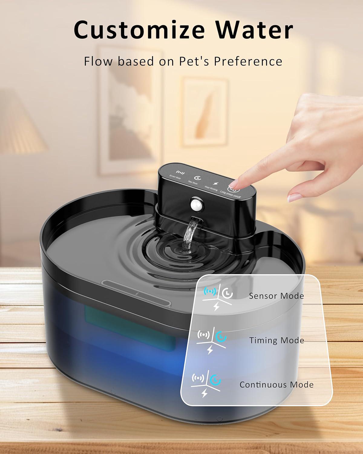 Fontaine à Eau Sans Fil Pour Chat Et Chien - 1,5 L, Détecteur De Mouvement, Silencieuse Et Rechargeable