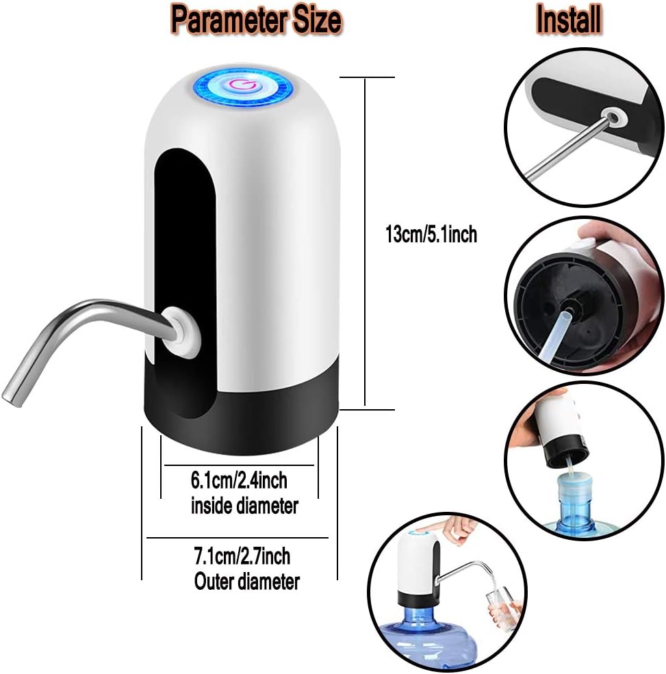 Pompa per bottiglia d'acqua, pompa automatica per acqua potabile con ricarica USB da 5 galloni, distributore universale per bottiglie da 2-5 galloni | Leroy Merlin