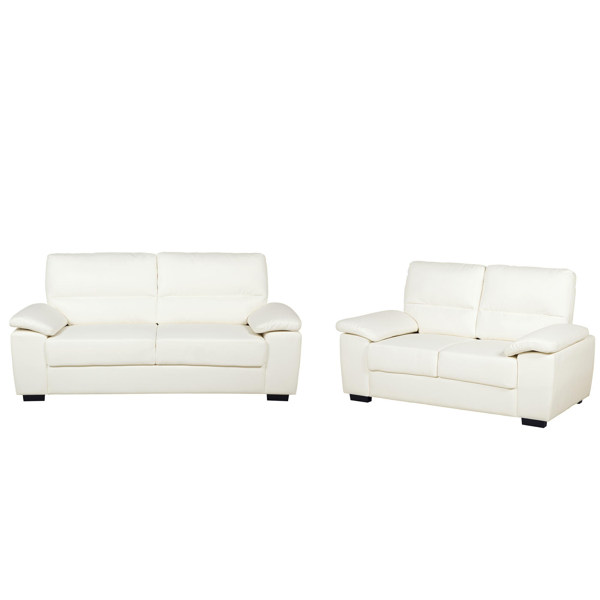 Beliani conjunto de sala de estar 5 plazas de piel sintética beige crema/negro vogar