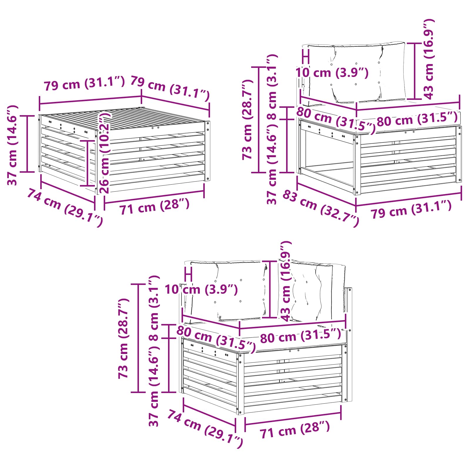 Ensemble de canapés d'extérieur 7 pc naturel et beige - 9