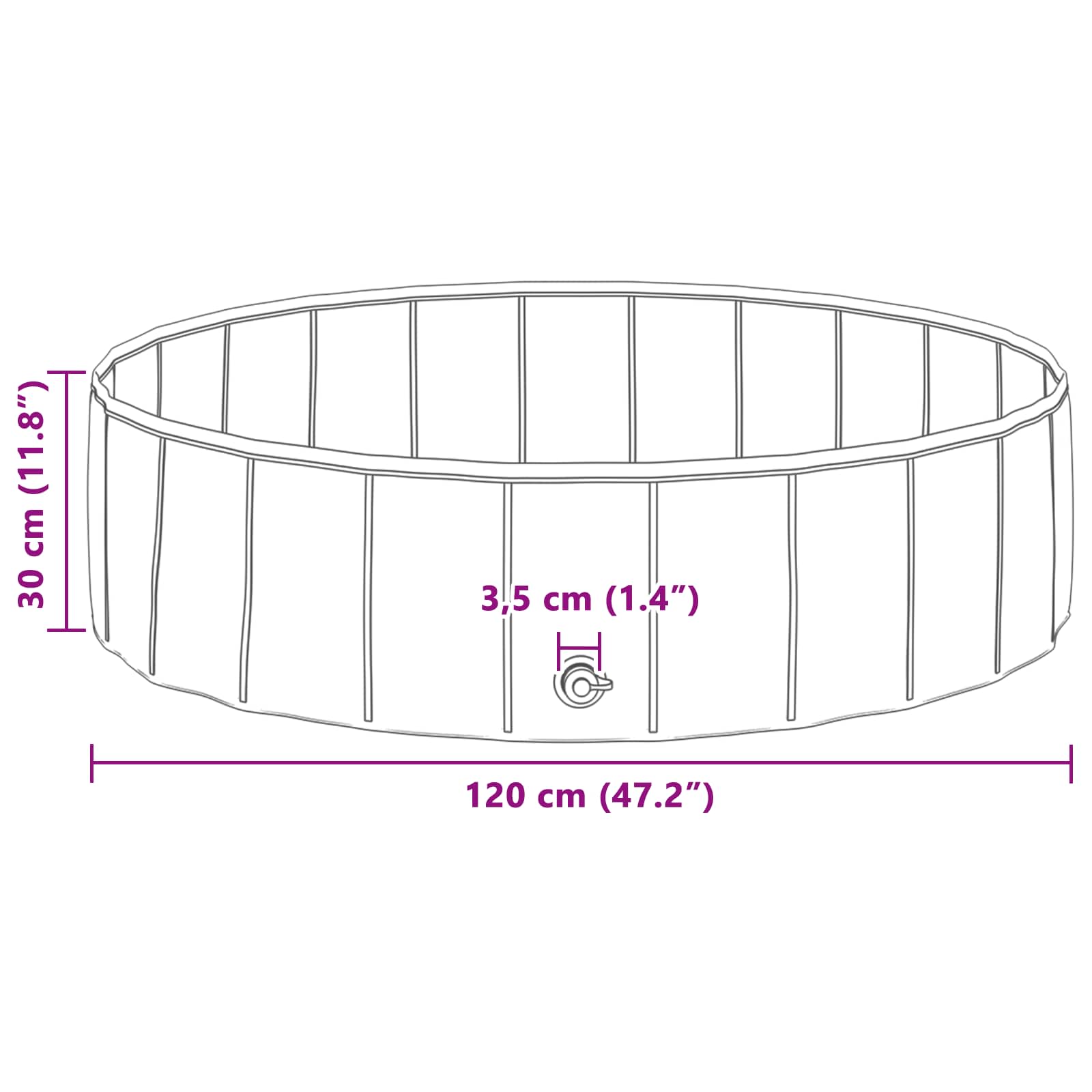 vidaXL Piscine pour enfants Bleu Ø 120 x 30 cm - 7
