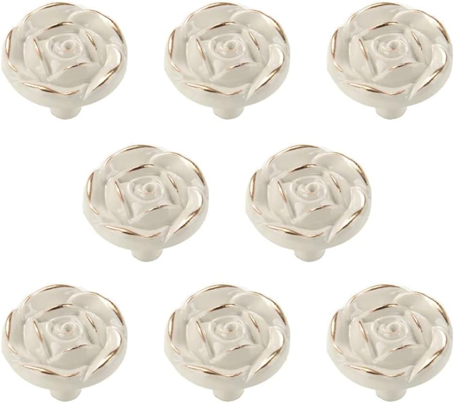 8 sztuk gałek do szafek, uchwyty ze stopu cynku w stylu vintage, gałki do szuflad do szafek, komód, garderoby, 31 mm (złota krawędź)