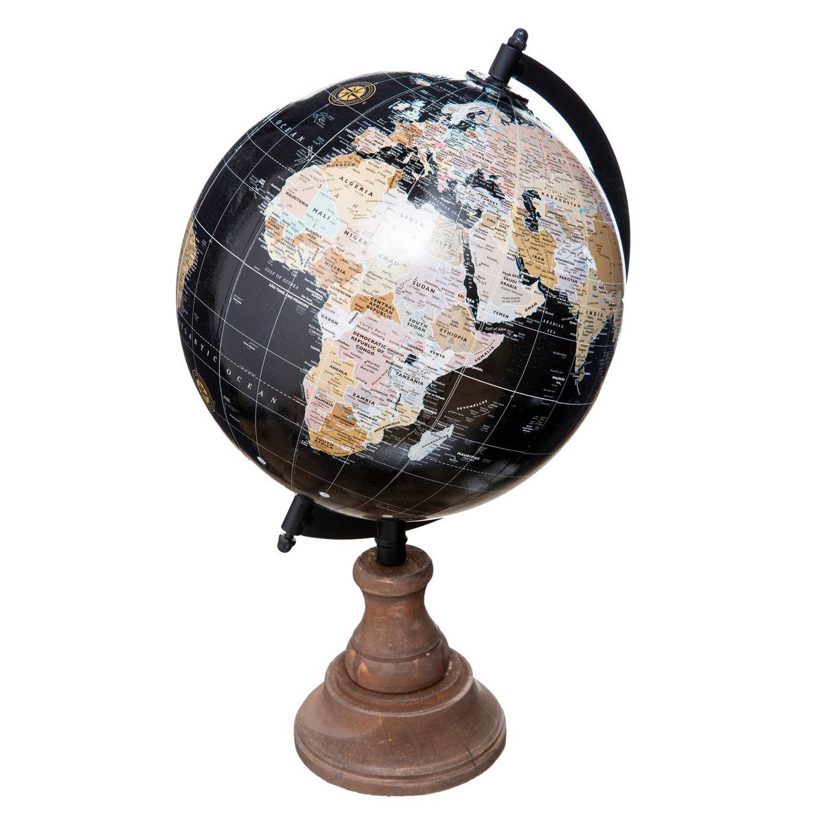 Globo - metal y pino - negro - h32 cm - atmosphera créateur d'intérieur