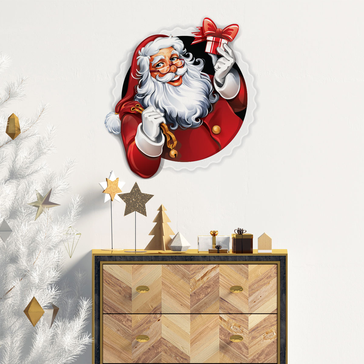 Vinilo navidad santa claus design - adhesivo de pared - revestimiento sticker mural decorativo - 115x110cm