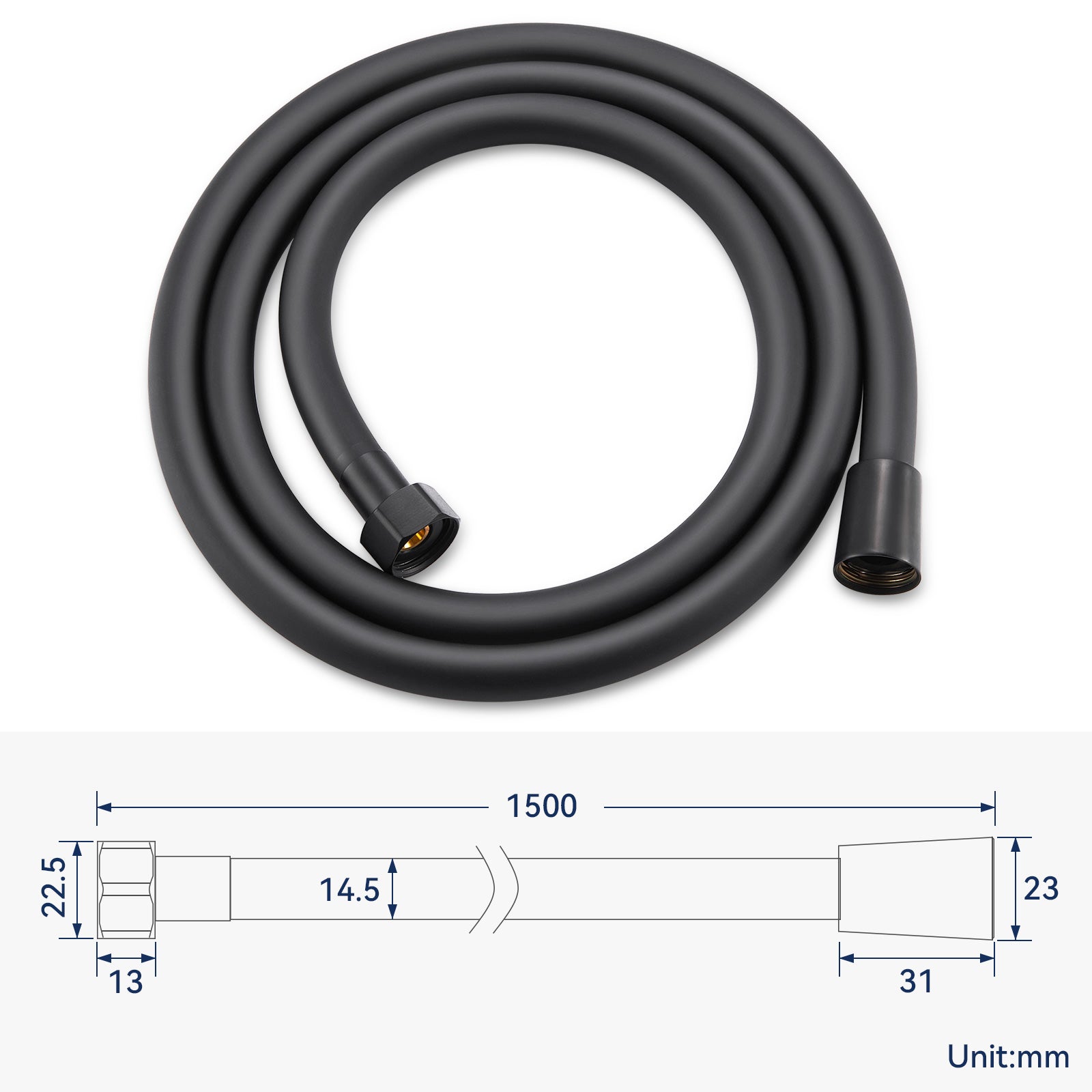 Lonheo max Flexible de Douche Universel (G1/2 pouces,1.5M),Noir， Tuyau de Douche Anti-Torsion et Anti-Pliure - 5