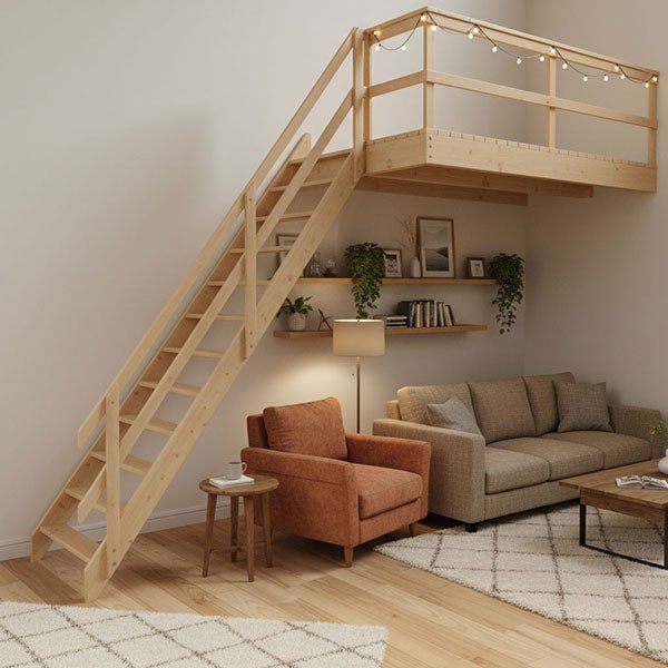Escalier bois 13 marches - Hauteur à franchir 2.80m - Sans rampe - Largeur 0,64m - COTTAGEJ-I-280 - 5