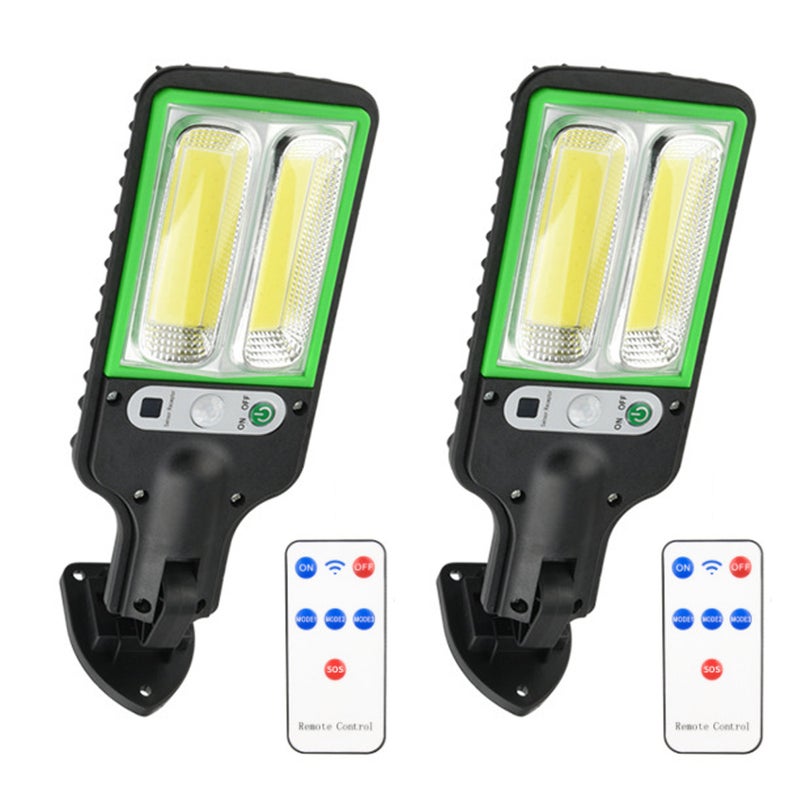 2 zewnętrzne lampy solarne z 78 diodami LED, z pilotem i 3 trybami, wodoodporne IP65, z czujnikiem ruchu, lampy na energię słoneczną