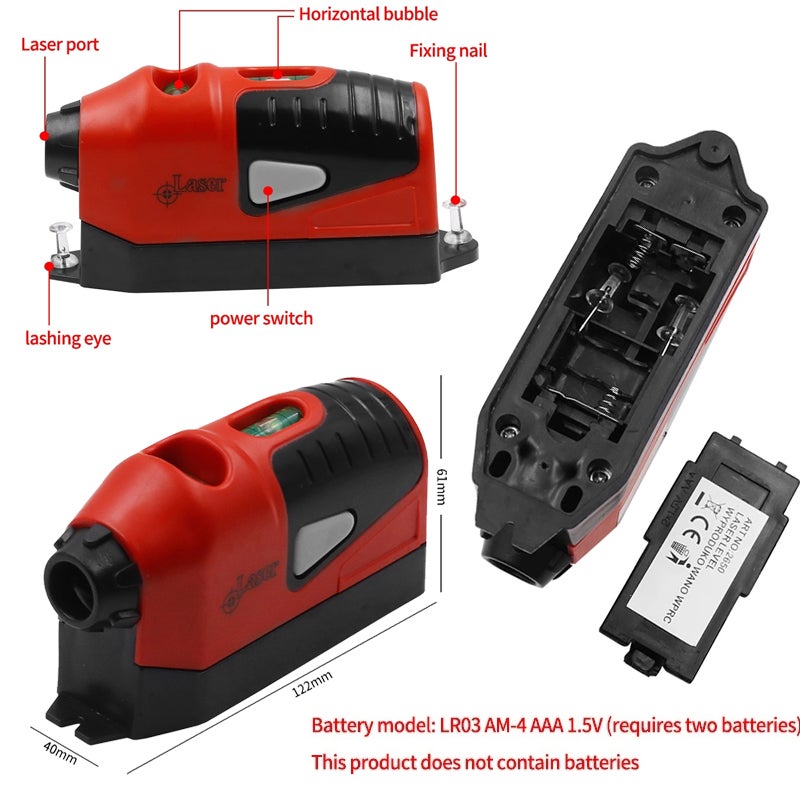 Niveau Laser Croisé Avec Mètre Ruban 250 Cm – Niveau à Bulle 3 En 1, Précision Rénovation, Pose Carrelage & Cadres