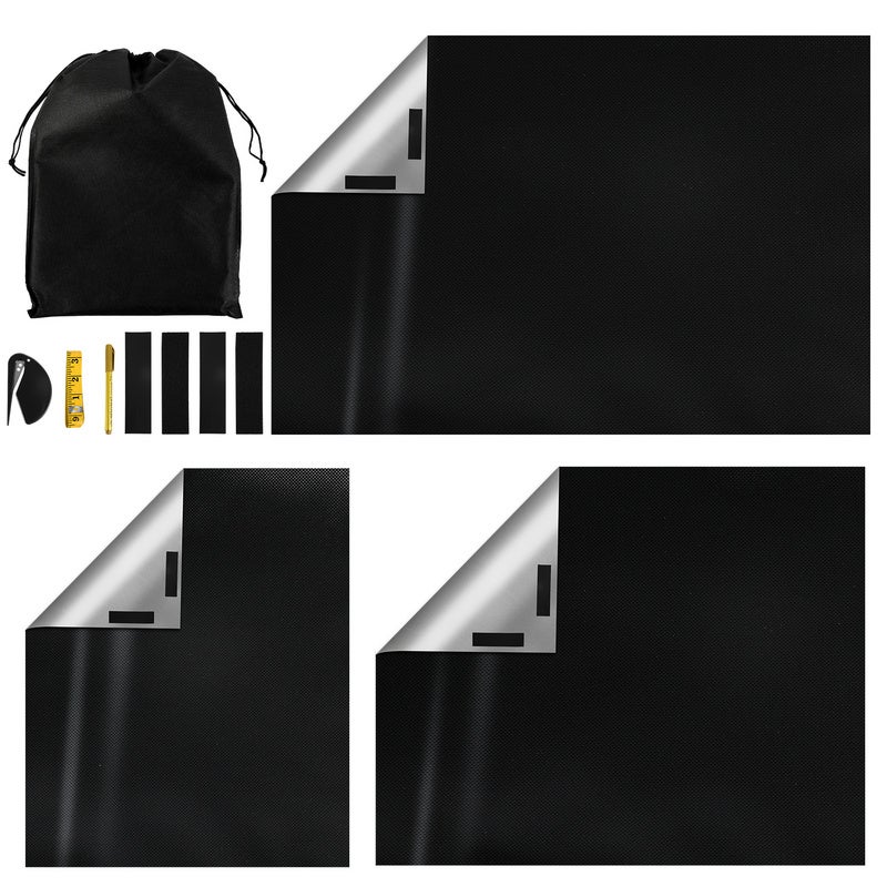 Store Occultant Sans Perçage 300x145 Cm – Tissu Thermique Anti-Chaleur Et Lumière Noire Avec 20 Attaches + 30 Rubans Adhésifs