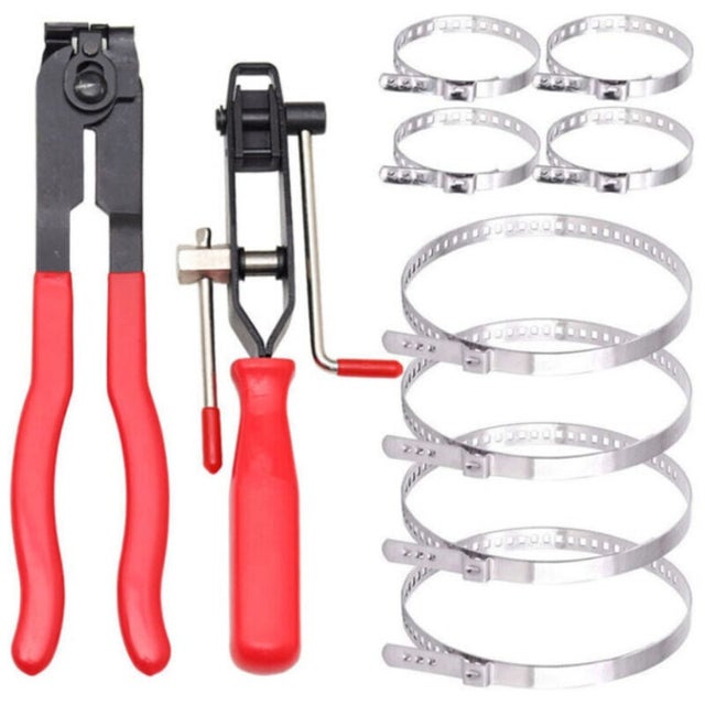 Pince à collier de serrage 22 cm – Acier embouti finition noire – Poignée caoutchouc antidérapante – Pour colliers de démarrage