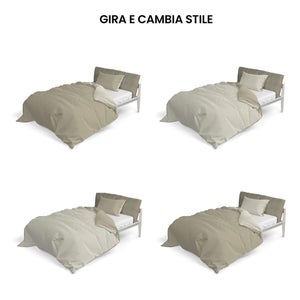 Copripiumino Singolo 100% Cotone - 155x240 Cm, Double Face Tortora/Panna, Anallergico Oeko-Tex - Foto 8
