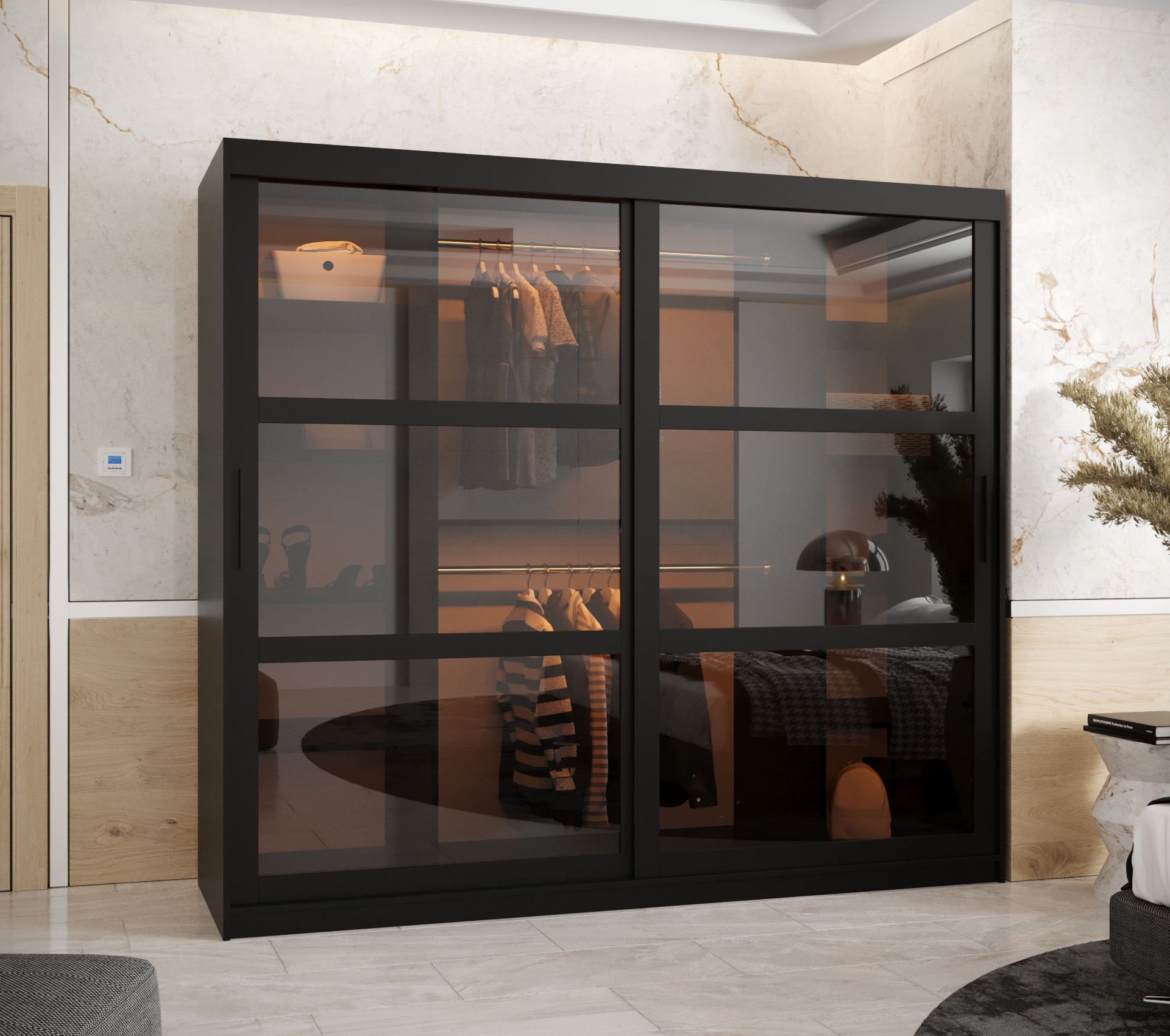 Szafa przesuwna Dome 200 x 62 x 200 czarny - 2