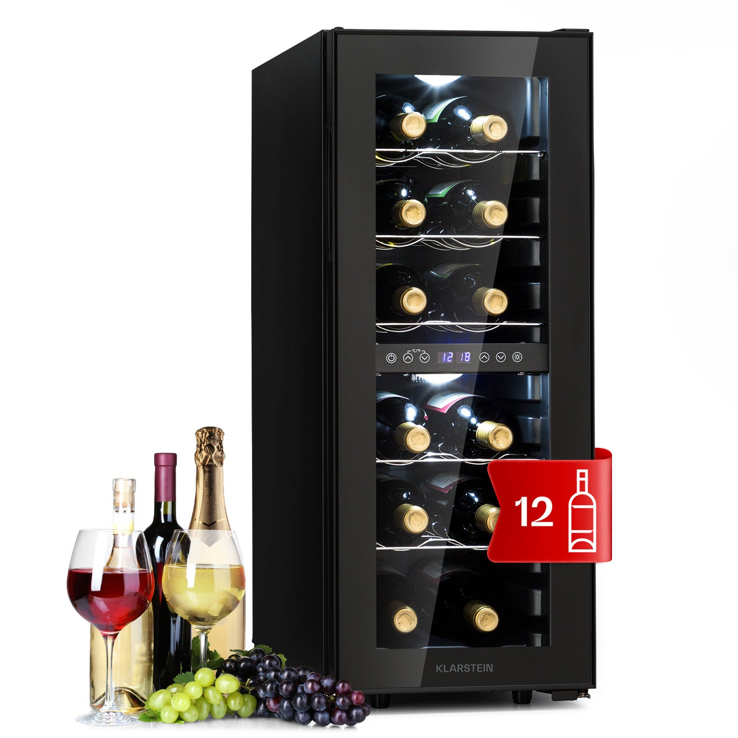 Cave à Vin Klarstein Vinamour 24 Bouteilles - 2 Zones De Températures - Inox - LED