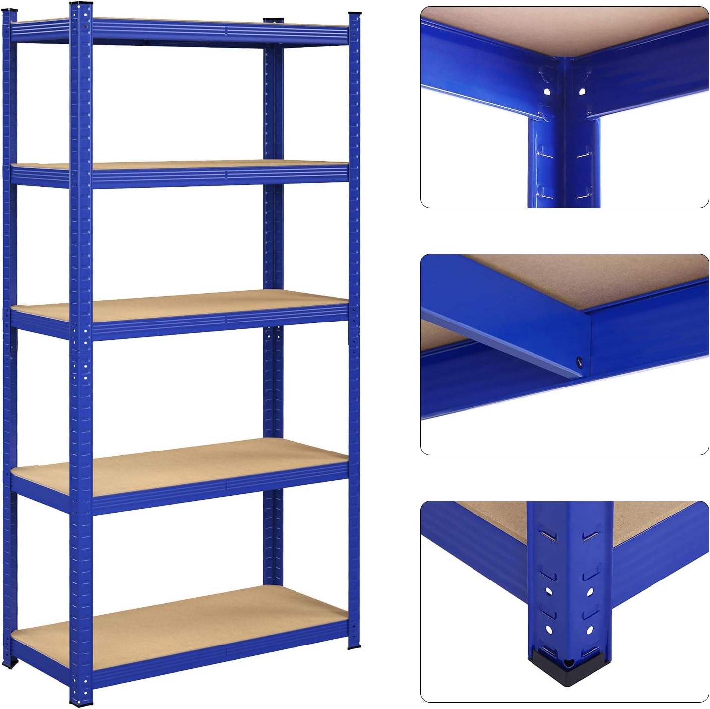 Lot de 2 Rayonnage Étagères charge lourde métallique 180 x 90 x 40 cm, 5 niveaux, Bleu - 3
