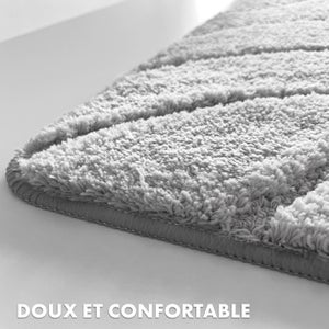 Lot De 4 Tapis De Salle De Bain Antidérapants - Polyester Gris Clair - Tailles 40x60/50/40/80 Cm