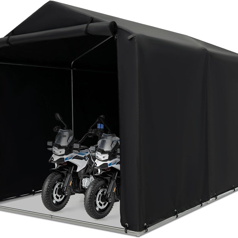 Schron dla Rowerów i Motocykli, Namiot do Przechowywania Rowerów na Zewnątrz, Wodoodporny Pokrowiec, Drzwi z Zamkiem Błyskawicznym do Zwijania