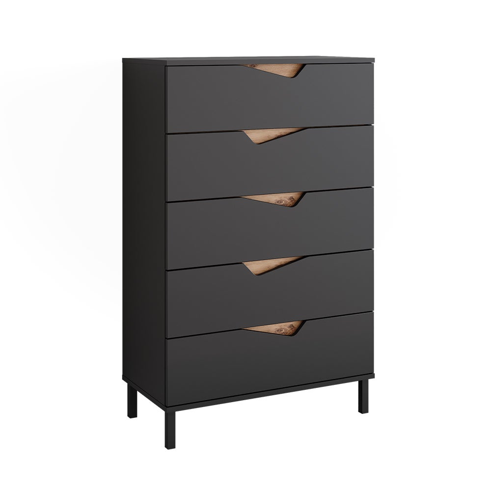 Vicco Kredens Marelle, Antracyt/Dąb artisan, 76 x 120 cm z 5 szufladami