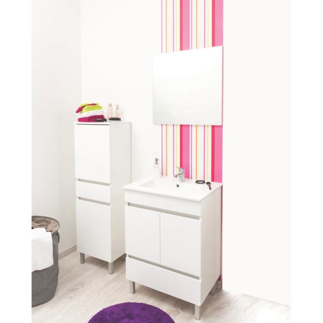 Ondée - Colonne salle de bain blanche à poser Haut. 130cm livré monté - SOFIA AYOR