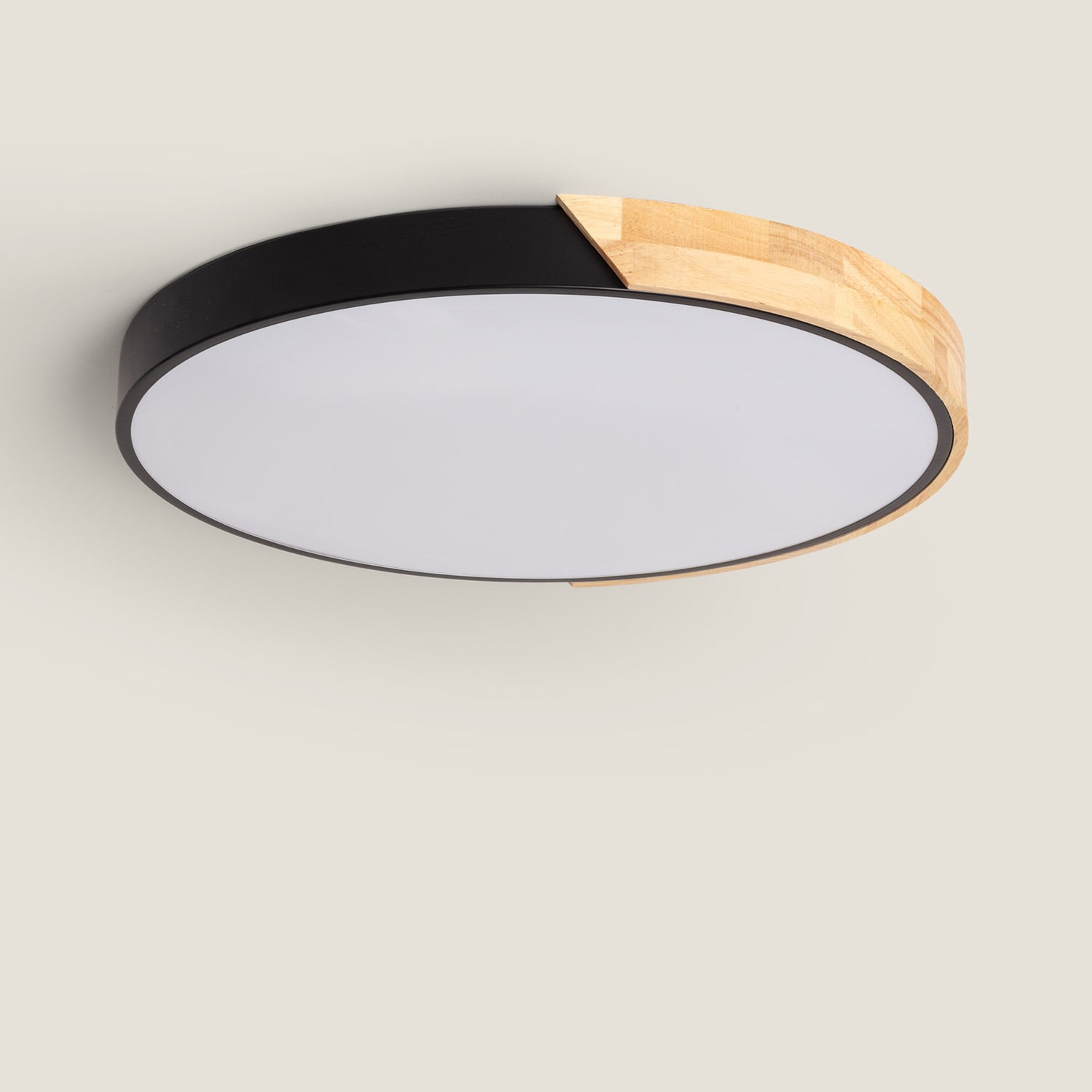 Ledkia - Plafón LED 36W Circular Madera Ø500 mm CCT Seleccionable Semi-Dari, Negro, Madera,Metal, IP20, 3000.0lm Aluminium,Bois - 7