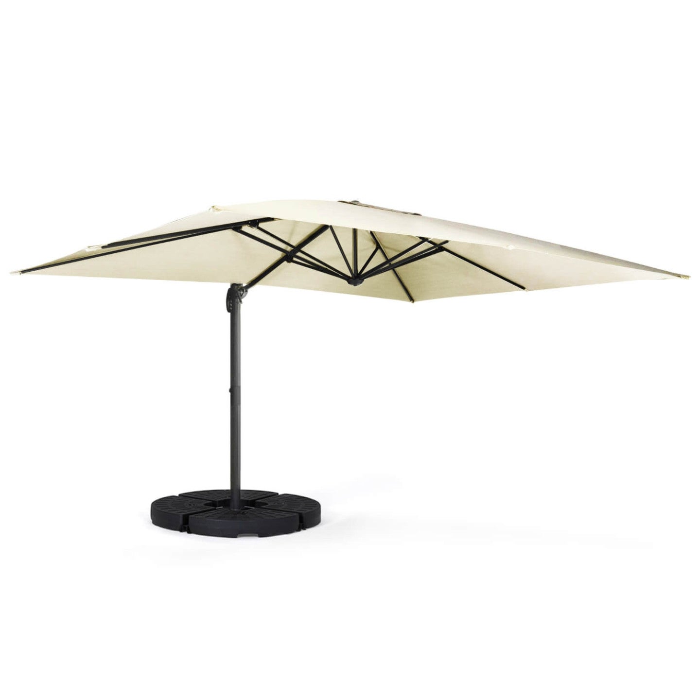 Parasol déporté inclinable rotatif 360 CALVI écru 3x4 M avec 4 dalles et housse - 2