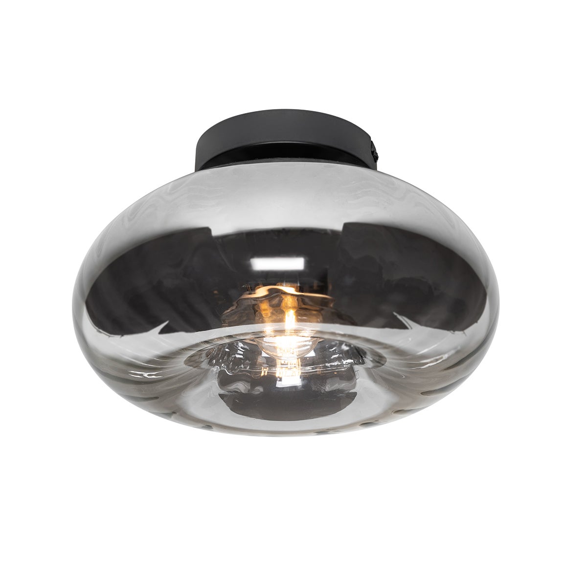 Inteligentna lampa sufitowa czarna z przydymionym szkłem z WiFi P45 - Ayesha