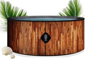 COCO Bain Piscine St Tropez - Piscine Hors Sol 180cm de diamètre - 1200 Litres - Imitation Bois Véritable