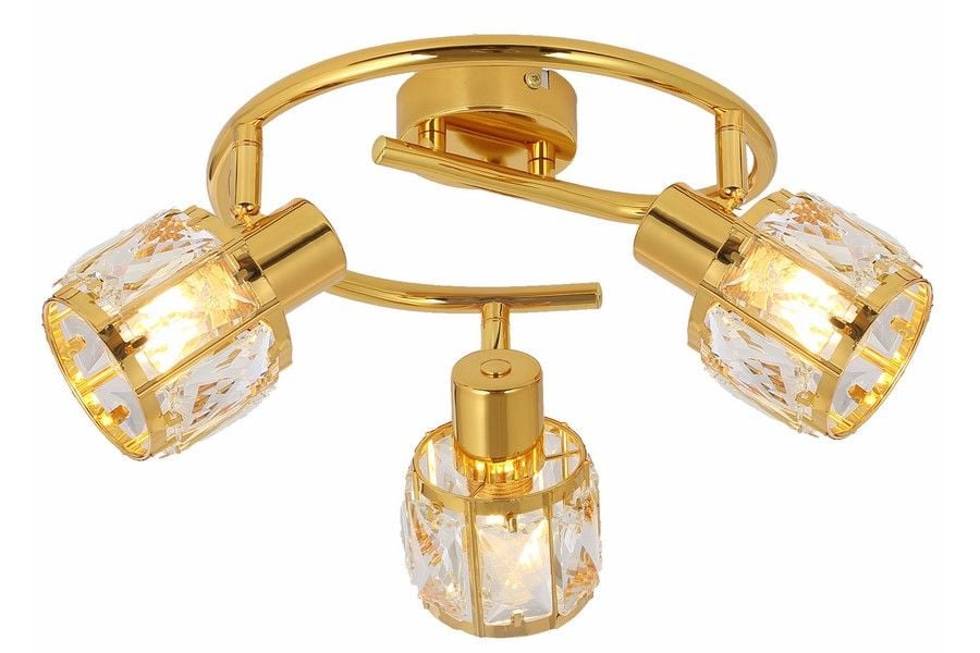 Lampa sufitowa wisząca Crownie złota 3xE14x40W kryształowa wym: 17 x 25 x 25 cm metal Reality