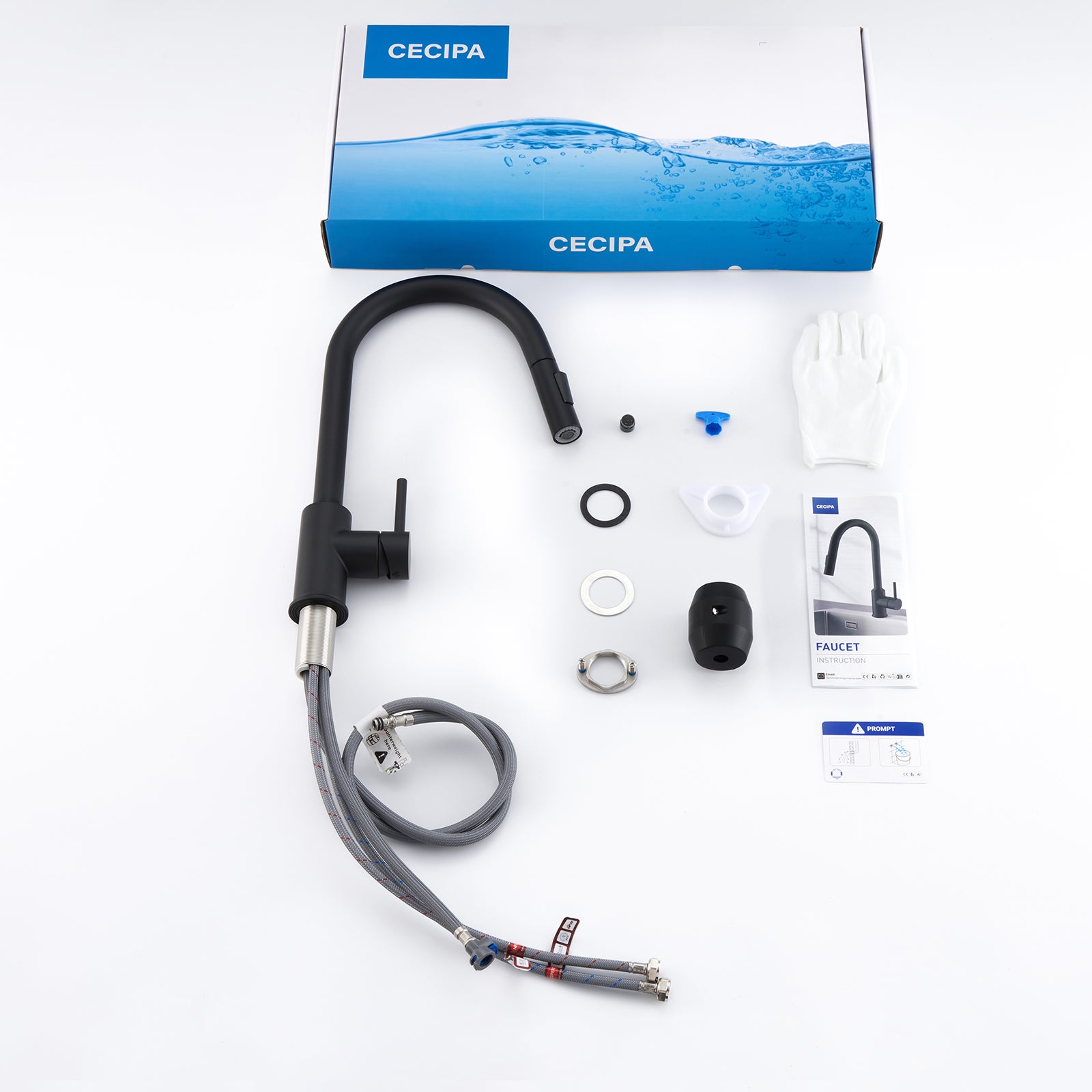 Cecipa max Miscelatore Cucina con Doccetta Estraibile - Nero - Miscelatore Monocomando per Lavello Cucina in Acciaio Inox ,EU Modello - 9