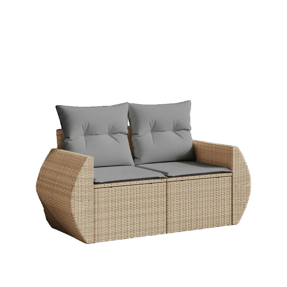 Salon bas de jardin en Rattan synthétique Beige 2 personnes - 3