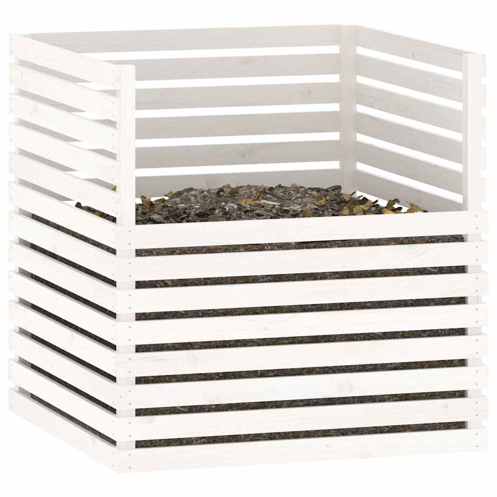 Composteur blanc en bois massif de pin, pour le jardin, 100 × 100 × 102 cm - 4