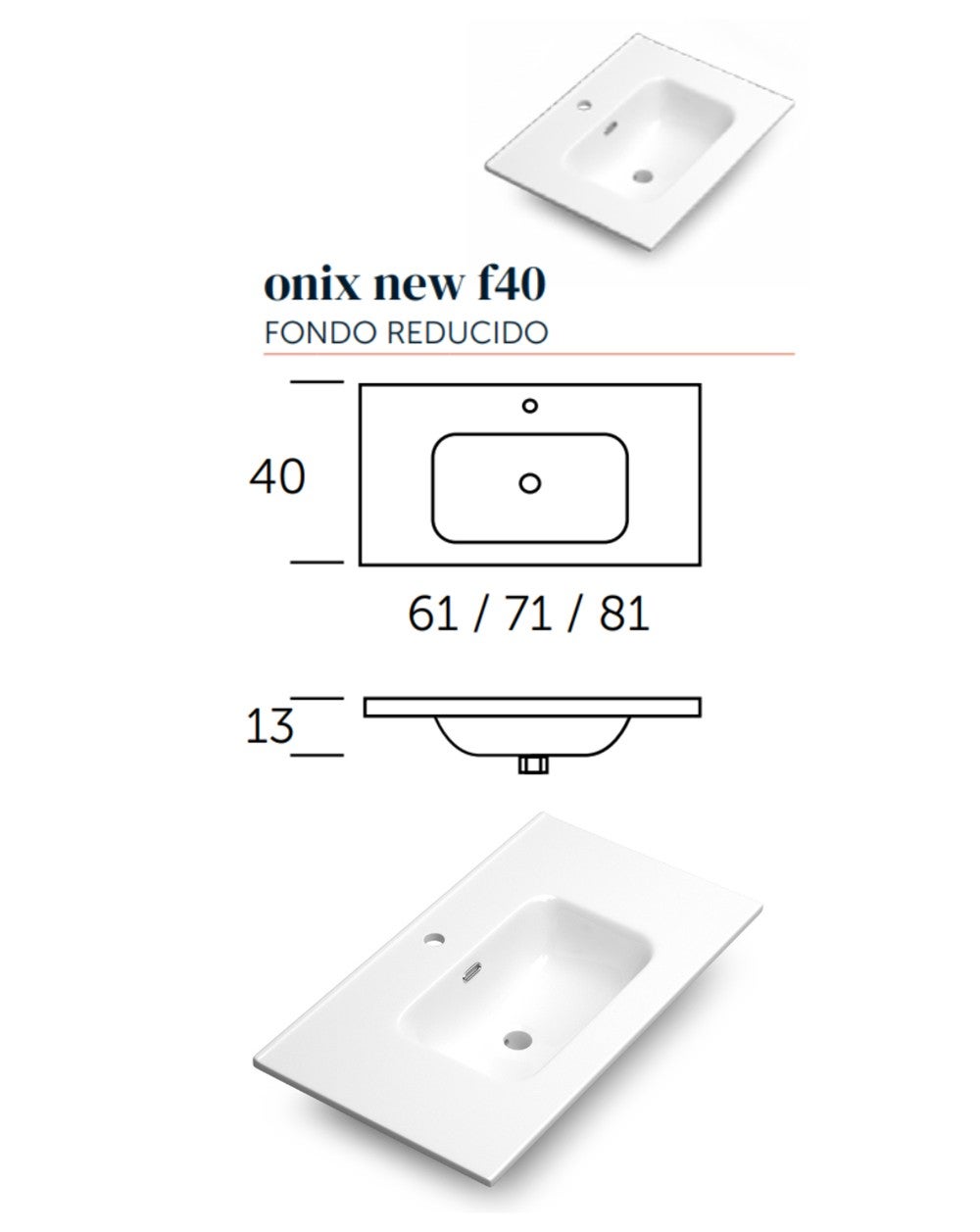 Armadio da bagno montato a pavimento con lavandino in ceramica a profondità ridotta | 80 cm | Guidee Hettich | Bianco lucido - Cromo lucido - 5